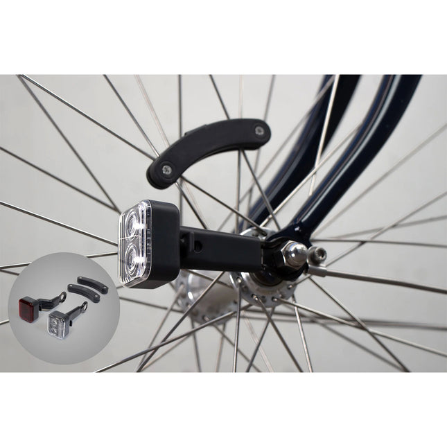 Fahrradbeleuchtung AMS Constant Stahl rot/weiß, 4-teilig