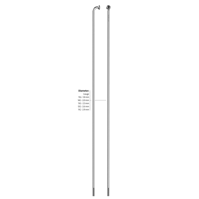 Leader-Speiche 13-290 Edelstahl ohne Nippel (100 Stück) Silber