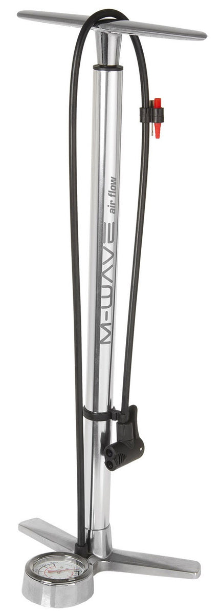 Fahrradpumpe mit Manometer aus Aluminium 61 cm